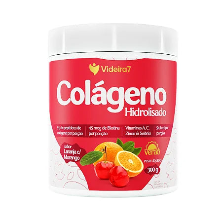 Colágeno Hidrolisado Verão 300g - Sabor Laranja com Morango